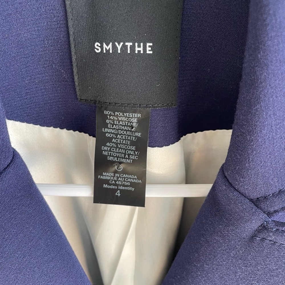 Smythe Asymmetrical Wrap Blazer - Navy Blue + Gold Buttons - Size 4 - Picture 4 of 16